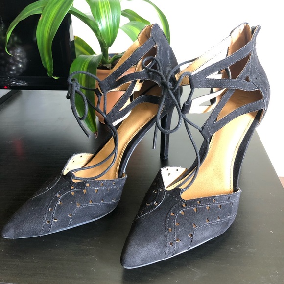 MIA Shoes - MIA black suede lace-up heels